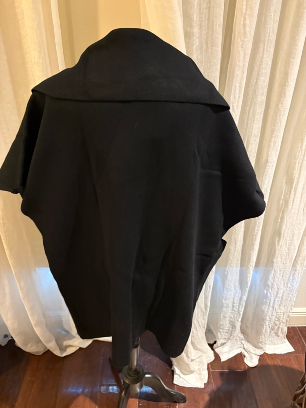 Nordstrom Black Draped Open-Front Short-Sleeve Cardigan - Picture 2 of 4